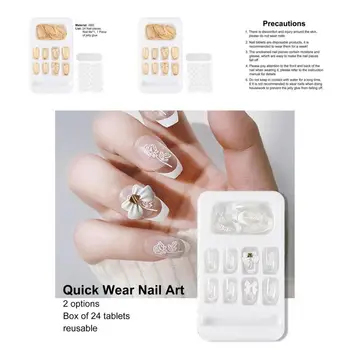 1 комплект режийни нокти Екологично Чиста носи етикет за услугата Тампон за нокти Златен цвят с лък по ръба на Товарителницата Ноктите