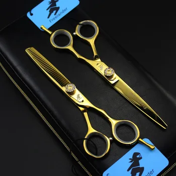 5,5-инчови 6-инчов Професионални Фризьорски ножици Golden Barber Комплект ножица за подстригване на коса Фризьорски Филировочные Ножици Инструменти