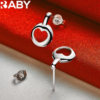 URBABY, обеци-на карамфил във формата на кръгли сърцето от сребро 925 проба за Жени, сватбени и Годежни Вечерни Модни висулки, бижута, Безплатна доставка