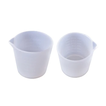 Y1UE 2 бр. Незалепваща чаши за смесване, пълнещи чаши, многоцелеви силикон мерителна чашка за производство на бижута от смола със собствените си ръце
