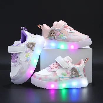 Детски спортни обувки с led подсветка за момичета с мека подметка и дишаща кроссовками за движение, ежедневни обувки за деца