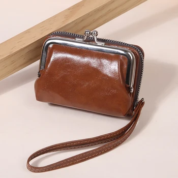 Жена мултифункционален портфейл, ретро чанта, голяма пазарска чанта за карти, женски лек Компактен многослоен портфейл-клатч