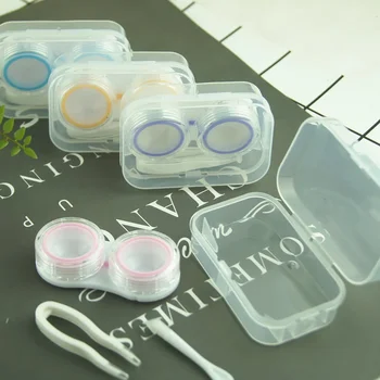 Калъф за контактни лещи случайно карамел цвят Прозрачен калъф за контактни лещи Смесен цвят на Корпуса за контактни лещи