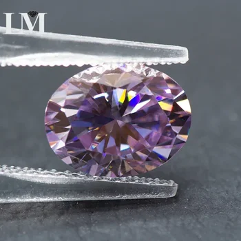 Камък муассанит овална кройка Светло лилав цвят, отгледани в лаборатория синтетичен диамант За бижута, идва със сертификат за GRA