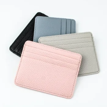 Кожена чанта за визитки от изкуствена кожа, набор от кредитни карти, набор от банкови карти, многоцветен модел с черен личи, лесен и удобен за носене