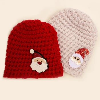 Коледна вязаная капачка от 2 теми, определени за бебета, мека и дишаща шапка, удобни в чорап, топла шапка, здрав, подходящ за 0-2 години