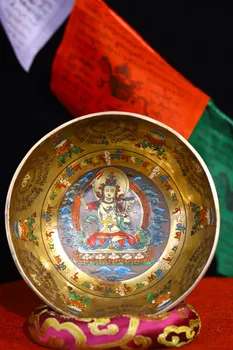 Колекция Тибетски храм 7 инча, Рисувани от Старите бронзови покритие, най-висока през август, Бодхисатва, Шестизначная Купата на практика Писанията на истината, Зала за Поклонение
