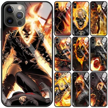 Корпус от закалено Стъкло За iPhone ап 15 13 14 12 11 Pro Max 13 14 12 Mini 8 7 X XR XS Max Plus Калъф За Телефон Ghost Rider Marvel