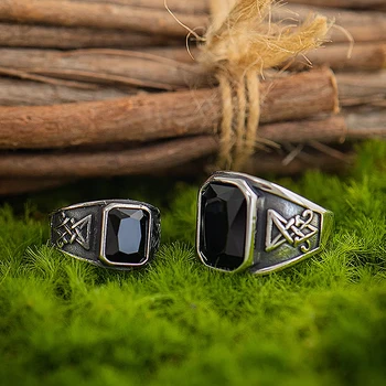 Модерно висококачествено пръстен с черен камък за мъже и жени, винтажное пръстен с кръст на Сатана и Луцифер, бижута-амулети от неръждаема стомана, директна доставка