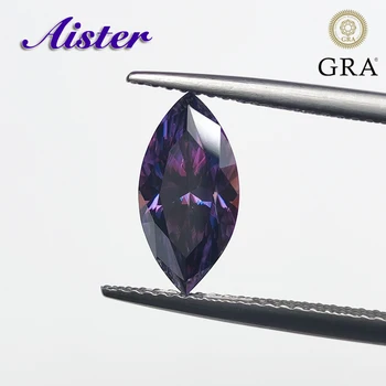 НОВИ камъни от Муассанита Кройка Royal Purple Marquise VVS1 са Преминали Diamond тест с доклад GRA