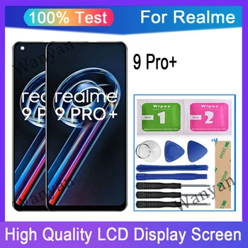 Оригинален AMOLED, за Realme 9 Pro + 9 Pro Plus Подмяна на LCD сензорен дисплей и цифров преобразувател