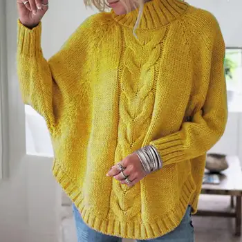 Пуловер Пуловер Популярен Еластичен женски пуловер Женски Пуловер Обикновен прост вязаный пуловер Ежедневни облекла