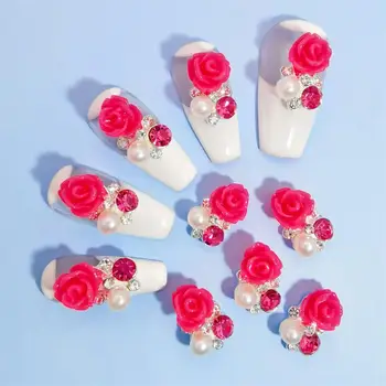 Розова папийонка, ослепителни високо качество на атрактивни Модни Аксесоари за нокти, висококачествени бижута за нокти, златни