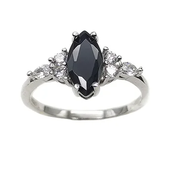 Сребърен пръстен проба 925 С Черно Агатом И Бял цирконием, Ретро Луксозен Сватбен Изящни бижута за подарък
