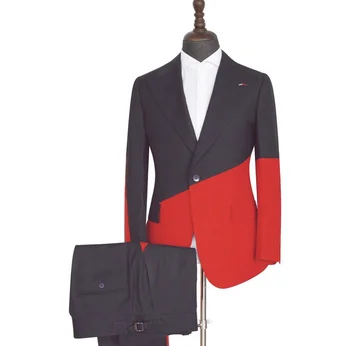 Червени, черни Модерен мъжки костюми в стил мозайка, однобортный, оборудвана приятелка, 2 броя / Ежедневни градинска мъжки дрехи за всеки ден /Индивидуален дизайн с най-новите технологии